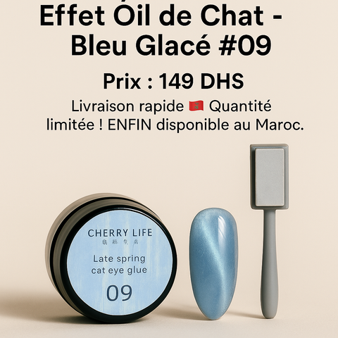 🧊 Vernis Gel Cat Eye – Bleu Glacé